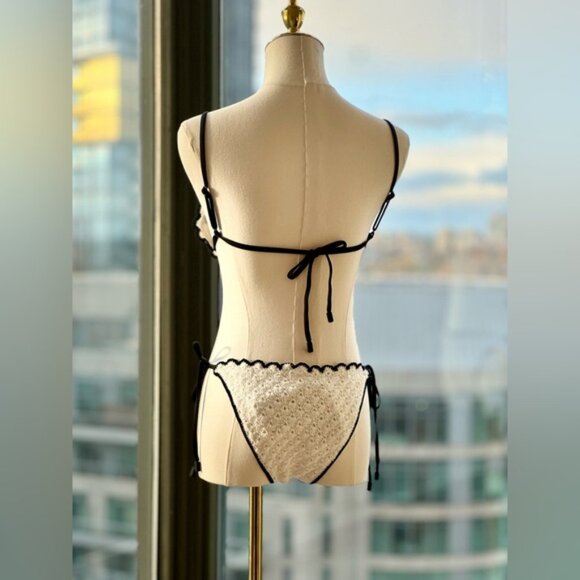 🆕 ZIMMERMANN 🧿 NWT Halliday Knit Scoop Bikini - Ivory/Black - Sz 1 - US 4 / 6 - Picture 6 of 15